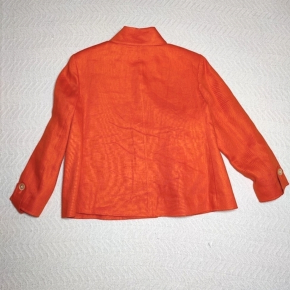 Lauren Ralph Lauren  Single Breasted 100% Linen Lined Orange Jacket Women Size 8 - Picture 2 of 14